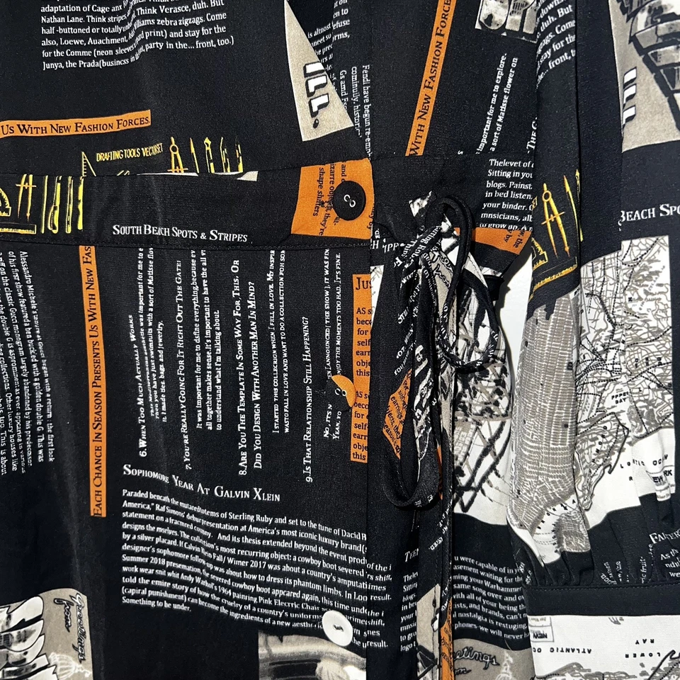 Milk & Honey Womens Black Long Sleeve Paperboy Print Warp Dress Size Large - Image 4 of 4