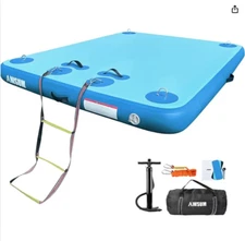 AWSUM Inflatable Floating Dock Platform – 6ft/8ft Non-Slip Air Dock Water Mat