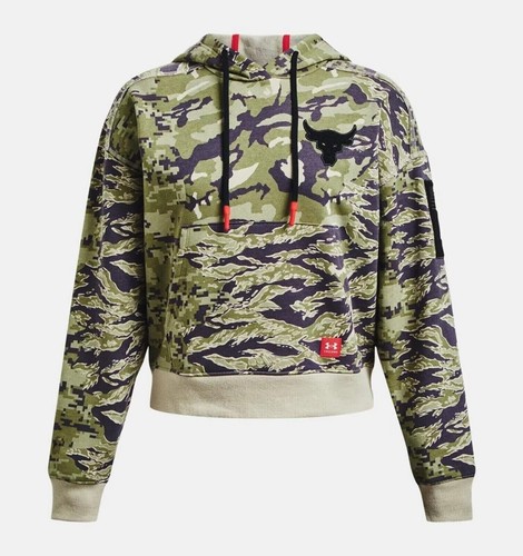 Under Armour Womens Sweatshirt Hoodie S Project Rock Pullover Green Camo $100