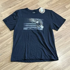 Men's Crew Neck Short Sleeve Patriotic Realtree T-Shirt Eagle American Flag - Lg