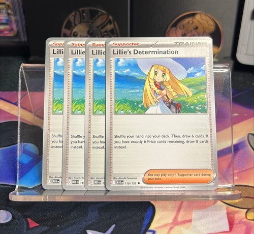 [4x Playset] Lillie's Determination 119/132 ME01: Mega Evolution Pokemon TCG