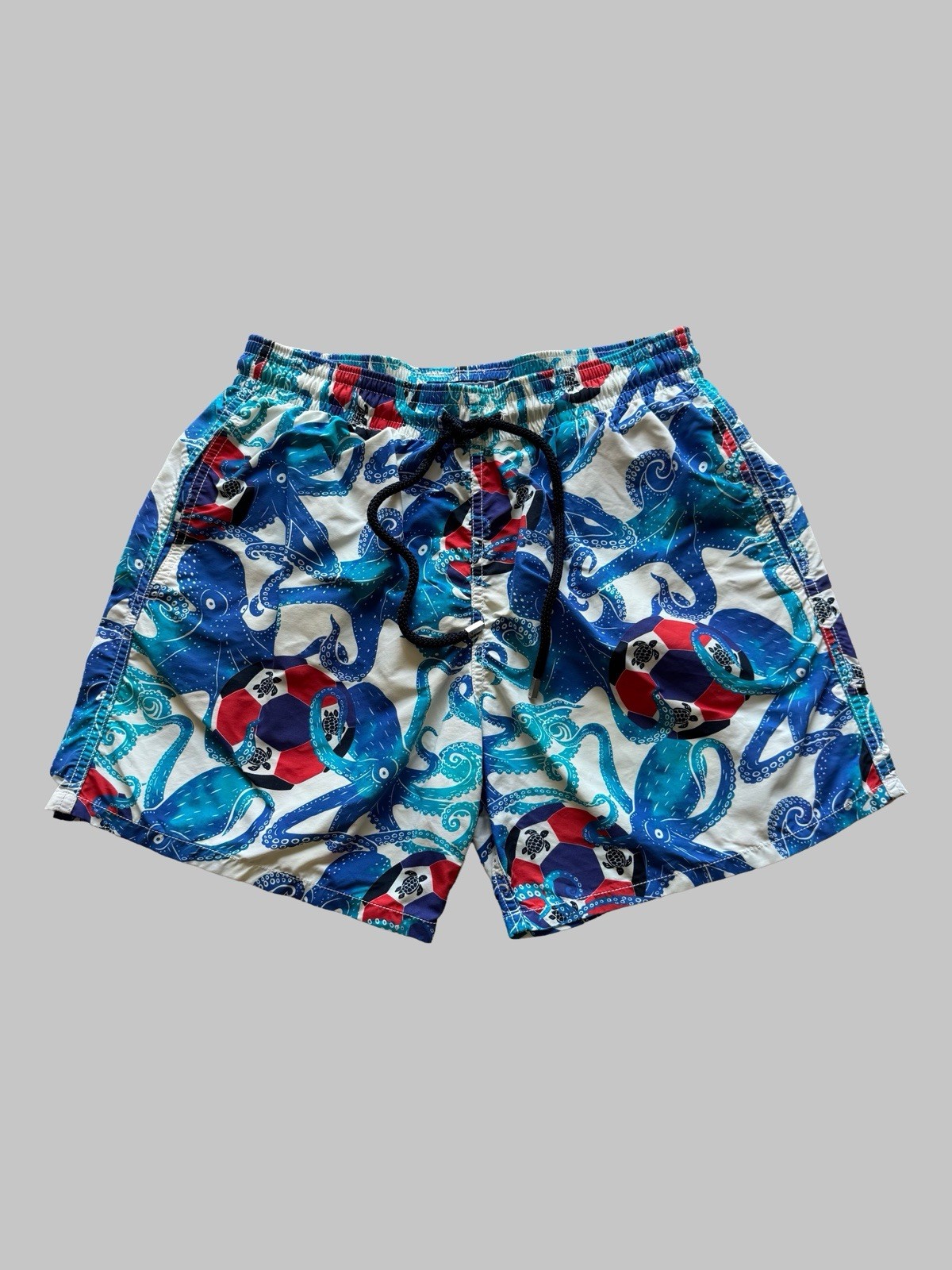 Vilebrequin Soccer Turtles Octopus Swim Shorts Blue Men’s Size L Very Rare
