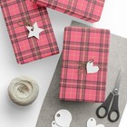Pink Plaid Wrapping Paper Gift Wrap Roll, Holiday Birthday Matte Finish 30"×180"