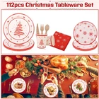 Christmas Party Tableware Disposable Plates Cups Napkins Wooden Cutlery Set UK