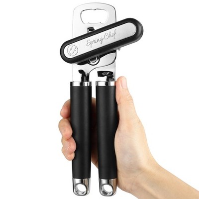 Spring Chef Stainless Steel Can Opener - Manual with Soft 8.75 inches, Black 