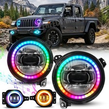 9 Rgb Halo Led Headlights Fog Lights For Jeep Wrangler Jl Gladiator 2018-2025 9 Rgb Halo Led Headlights Fog Lights For Jeep Wrangler Jl Gladiator 2018-2025