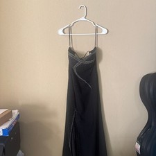 Vintage Alyce Paris Black and Silver Beaded Formal Prom Gown Dress