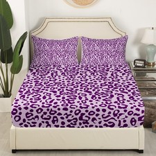Cute Leopard Bed Sheet Set Cheetah Fitted Sheet for Boys Girls Teens Room Dec...