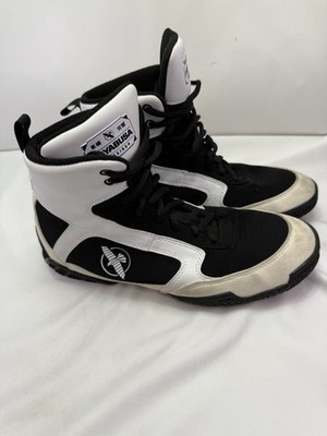 Hayabusa Pro Boxing Shoes, Mens US 7 High Top Black White, Lightly Used
