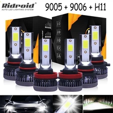 9005 9006 H11 Combo LED Headlight Fog Light Kit Bulbs Super White High Low Beam