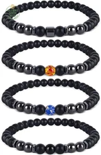 Anti-Swelling Black Obsidian Anklet, 4Pcs Magnetic Therapy Ankle Bracelet, Obsid