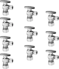 10-Pack  Angle Stop Valve 1/2" Nominal (5/8" OD) Compression X 3/8" OD, 1