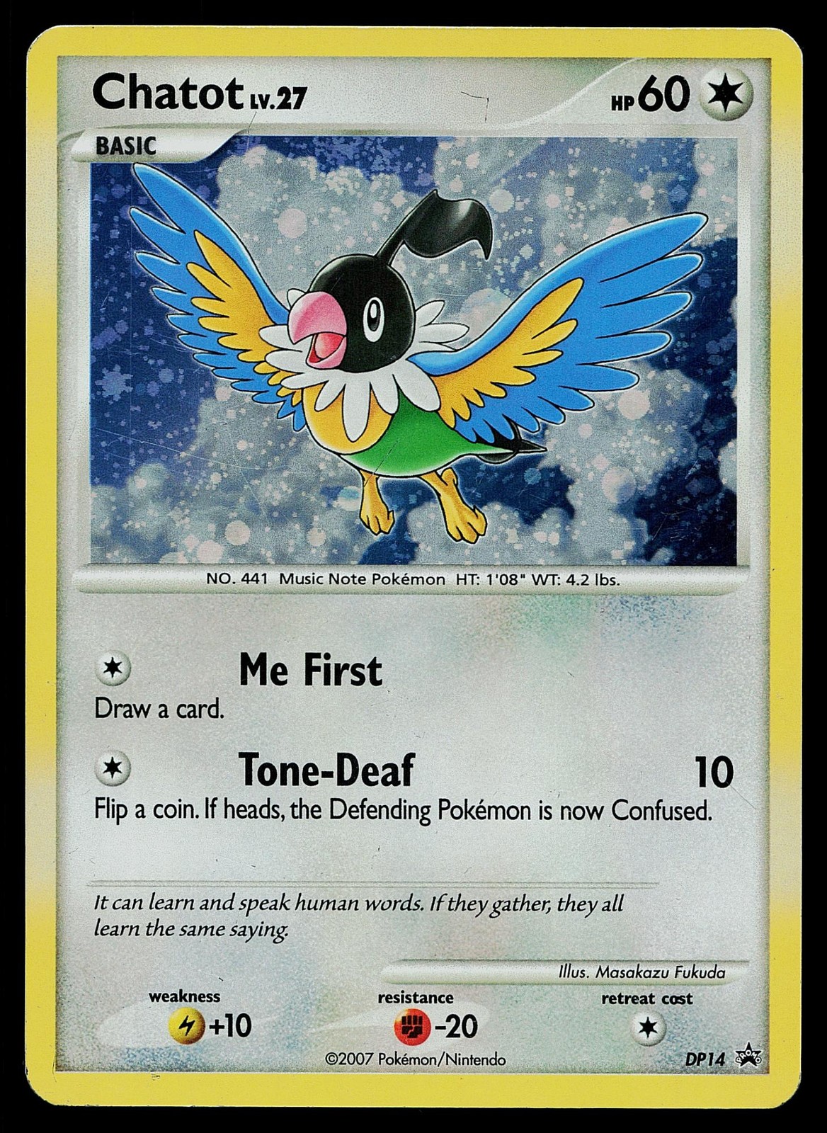 Pokemon Card Diamond and Pearl Chatot DP14 Promo HOLO BLEED Error Misprint
