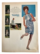 Vtg Tampax Print Ad 1968 Mod 1960s Silver Dre...