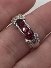 XOOOX Ruby Gemstone & Sterling Silver Ring Sz 9.75