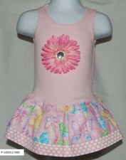Cab Creations Girls Rib tank Top Dress Pink Butterflies