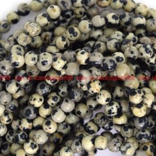 Natural Dalmatian Jasper Round Beads Gemstone 15" Strand 4mm 6mm 8mm 10mm 12mm