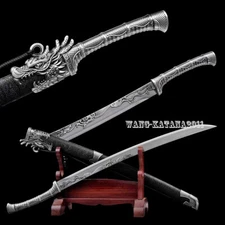 Black Sharp Dragon Sword Chinese Kung Fu Ancient Dao Manganese Steel Broadsword