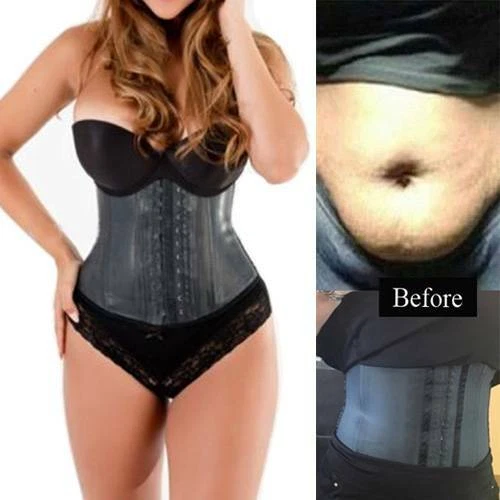 UK LATEX Waist Trainer Cincher Girdle Long Torso Shaperwear Tummy Control Shaper - Picture 7 of 23