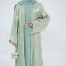 Muslim Open Kaftan Abaya Dubai Women Evening Long Dress Elegant Kimono Robe Prom