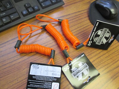 KRYPTONITE MOTORCYCLE ATV  UTV ORANGE DISC LOCK REMINDER CORD  YOU GET 3 PER BID