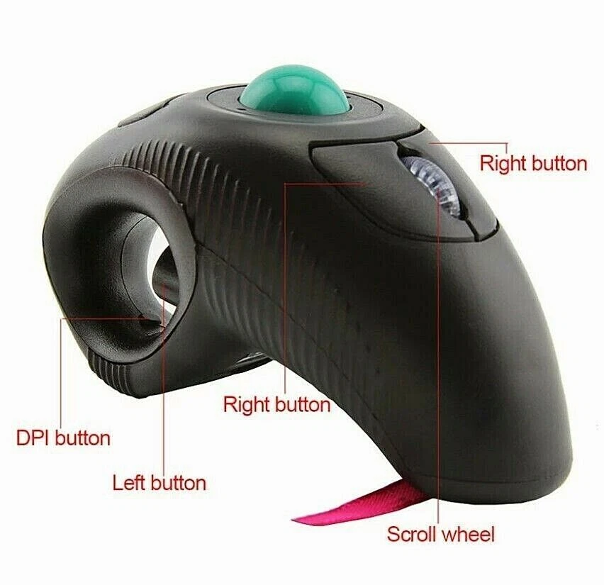 Finger Trackball Mouse HandHeld Mice Laser Pointer 2.4G USB Wireless PC Laptop！！ - Image 3 of 4