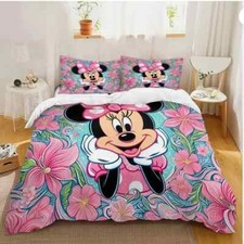 Enchanting Minnie Mouse With Flowers Birthday 3D Quilt Bedding Set Best Price