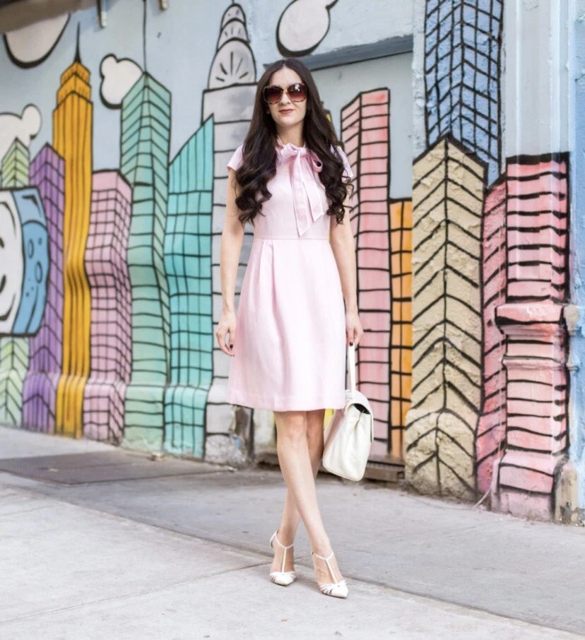 Pink tie neck clearance dress
