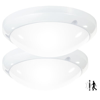 Luminea 2er-Set High-Power LED-Lampe mit Radar-Bewegungssensor, 16 W, IP44