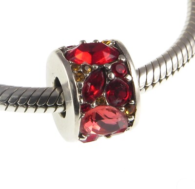 Chamilia 925 Silber & Kristall ROTES CHIANTI MOSAIK Charm Perle, Liebe, Romantik