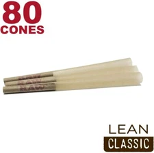 RAW 80 Classic Lean Natural Cones - Natural Unbleached Rolling Papers