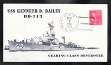 Destroyer USS KENNETH D. BAILEY DD-713 1946 KSC Naval Cover B4543