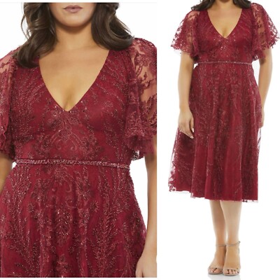 embroidered flutter sleeve midi dress mac duggal Sammy Embroidered Midi Dress – MESTIZA NEW YORK main image 1