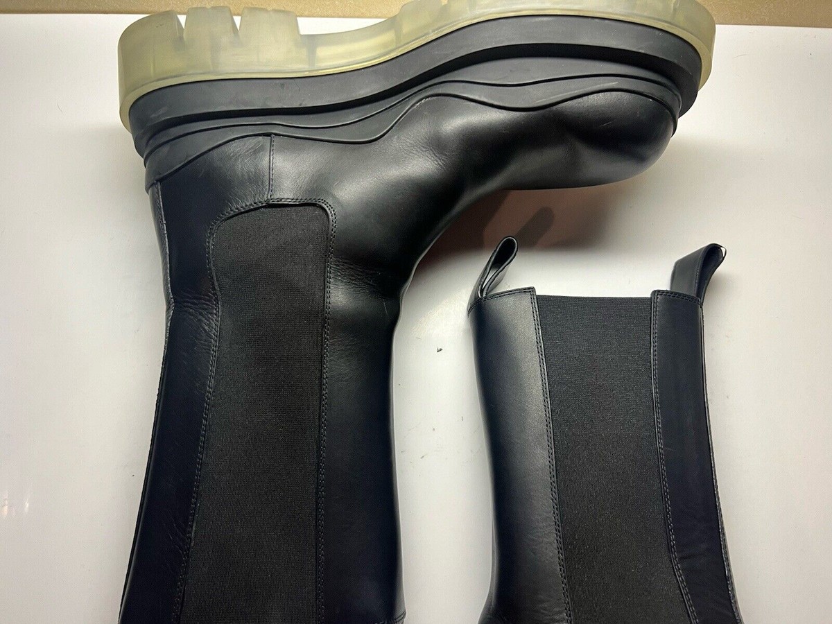 Bottega Veneta Black Leather Clear Sole TIRE Chelsea Boots EU 41