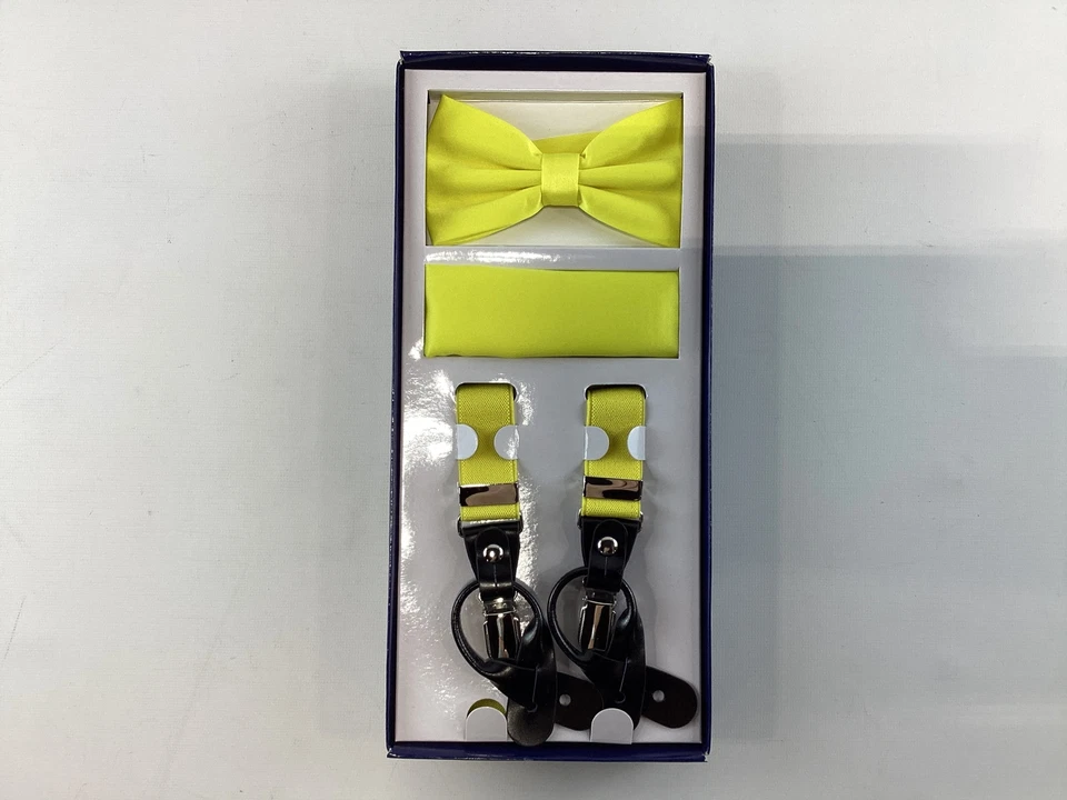 Vesuvio 那不勒斯黄色意大利吊带领结手帕套装新品 — 第 3/4 张图片