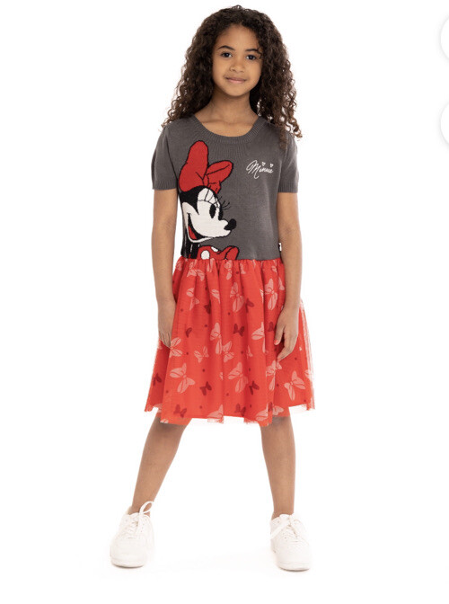Minnie Mouse Girls Sweater Top Dress With Mesh Skirt Size 10-12 NWT