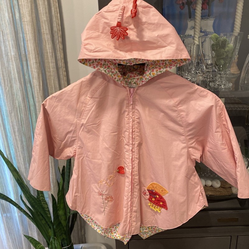 Baby Mini (Catimini) toddler girls pink raincoat jacket sz 3A yrs lined Vintage