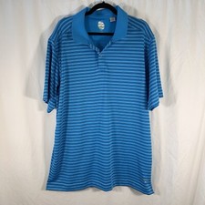 Callaway Golf Polo Shirt Men's XXL Blue Striped X Series Short Sleeve 1/4 Button