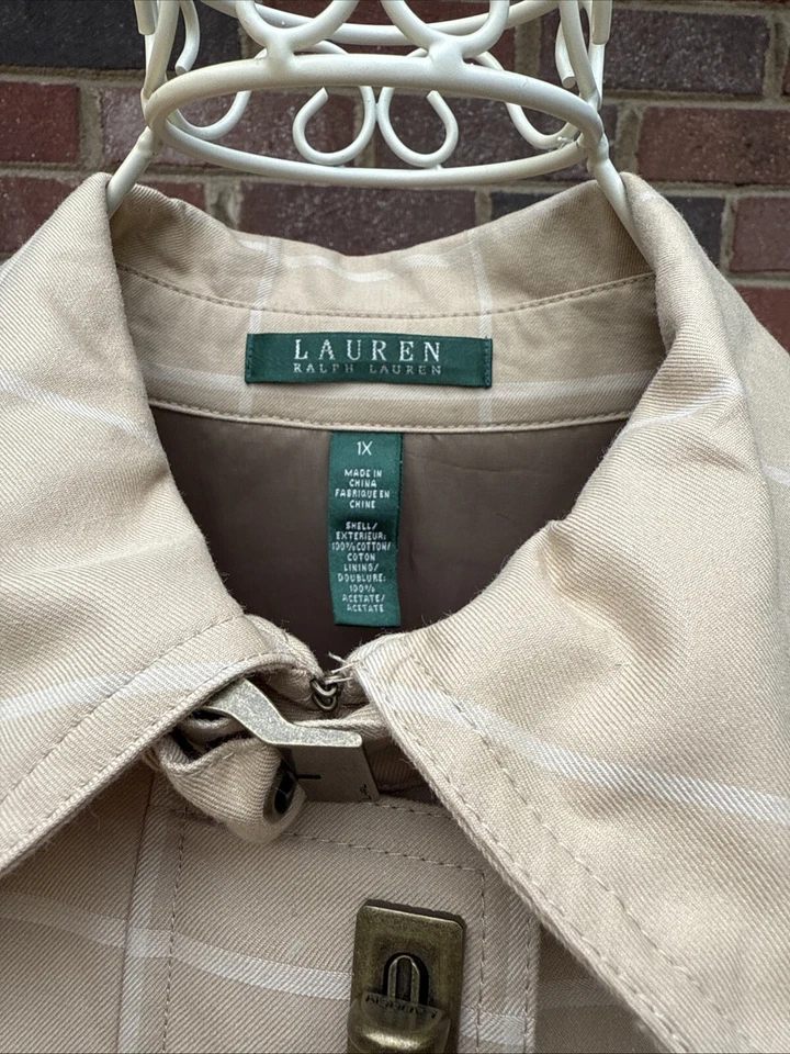 Lauren Ralph Lauren куртка женщин плюс 1 X коричневый клетку длинным рукавом полный молнии пальто - Изображение 4 из 4