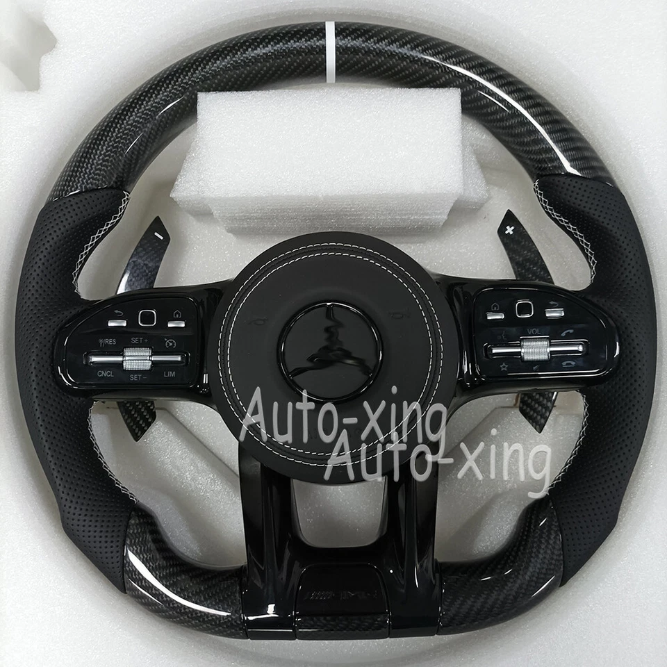 For Mercedes-Benz AMG G63 C200 E63 C43 GLE AMG Carbon Fiber Steering Wheel - Image 2 of 4