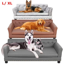 Deluxe Microfiber Leather/ Velvet Dog Sofa Bed Couch Furniture Style Chaise L/XL