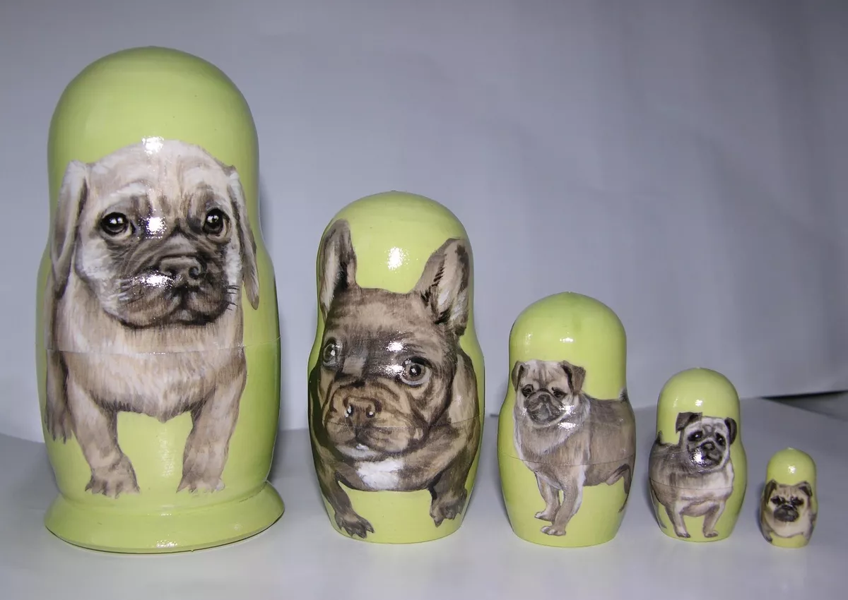 Pugs nesting doll handmade eBay