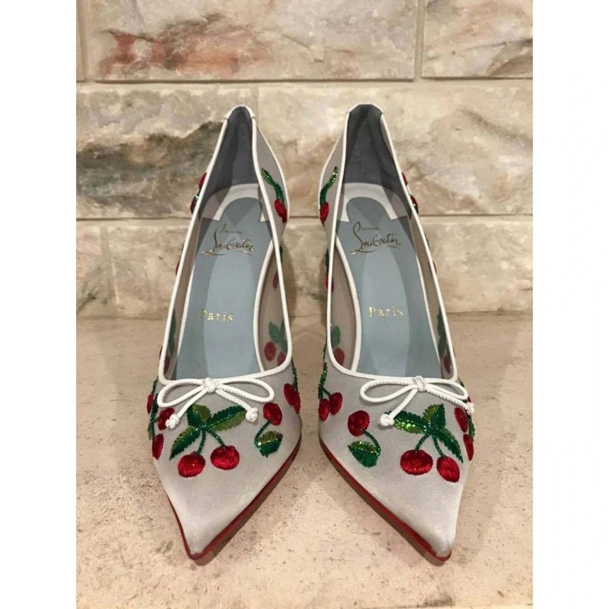 Christian Louboutin Cherrypump 100 White Red Cherry Bridal