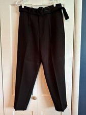 Mango Black Belted Straight-Fit Pants - New With Tag - Size 10