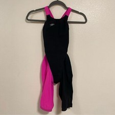Speedo Fastskin LZR Racer Elite 2 open back kneeskin Black Pink Size 24