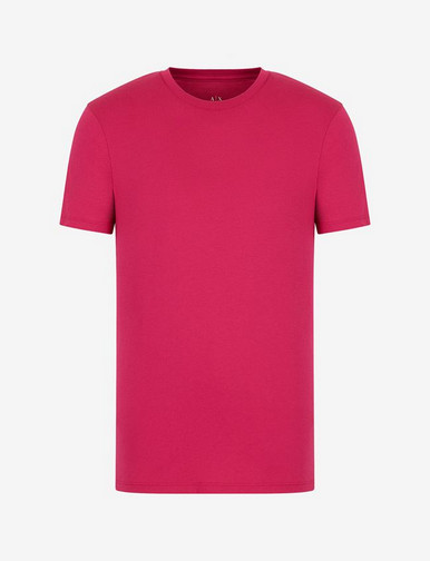 Хлопчатобумажная рубашка Armani Exchange Slim Fit с круглым вырезом и коротким рукавом цвет фуксии L 5790₽