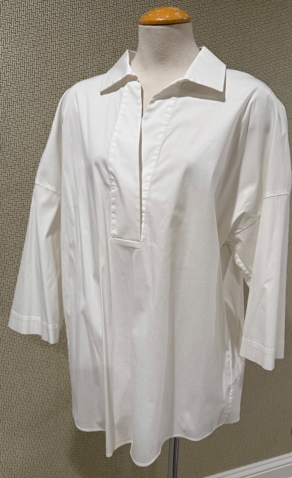 Lafayette 148 New York White Cotton Blend Tunic Style Top Size Large