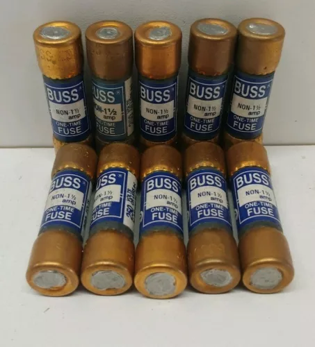 LOT OF (10) NEW OLD STOCK! BUSSMANN 1-1/2A 1.5A 250V K5 FUSES NON-1-1/2