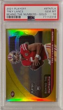 TREY LANCE PSA 10 2021 PLAYOFF 08/10 BEHIND THE NUMBERS GOLD NO. BTN-TLA