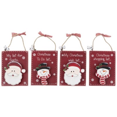 Weihnachtsmann Schneemann rot Weihnachtsgeschenk Wunschliste Clip Klammer Plakette Wanddekoration